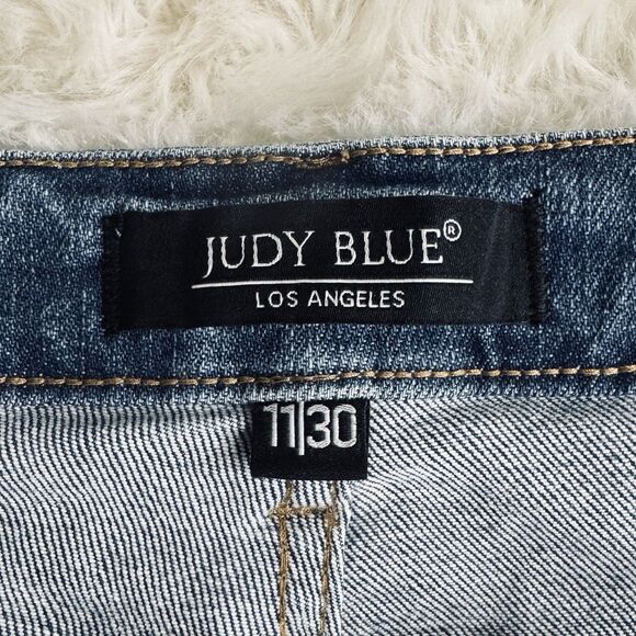 Judy Blue Flare Jeans 11 (31x32) Blue Distress Super Stretch High Waist Juniors - Picture 3 of 7